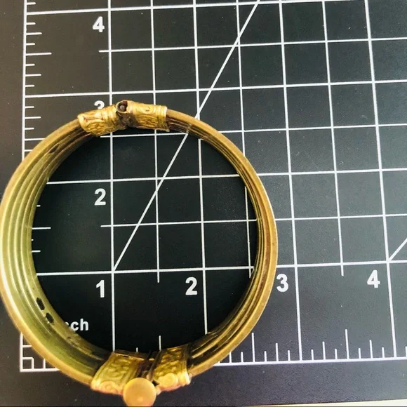 Vintage Brass Mother of Pearl Boho Bracelet - Picture 3 of 12